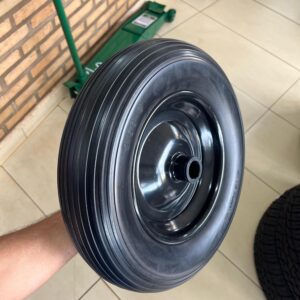 RODA MONTADA INDUSTRIAL ARO 8 MACIÇO - 3.50X8 AJAX EIXO 1 POL. ROLETE